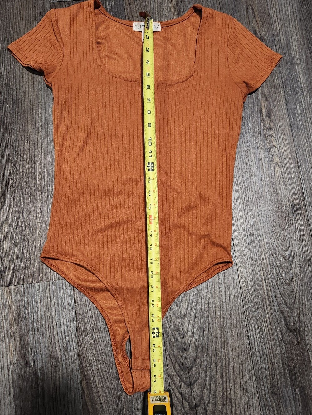eye candy Rust Ribbed Notch Scoop Bodysuit - Picture 7 of 7